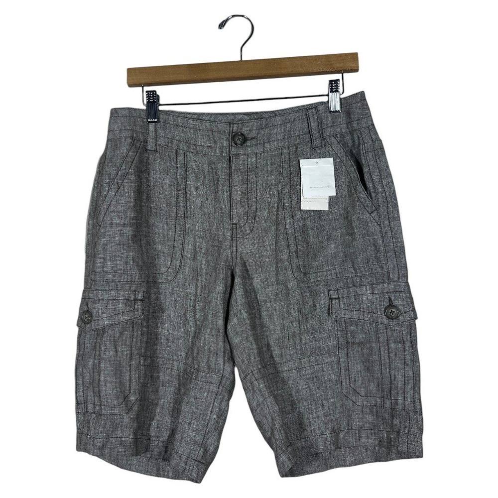 NWT Cabi 350 Cargo Solid Shorts Grey Coastal Linen Utility Size 6